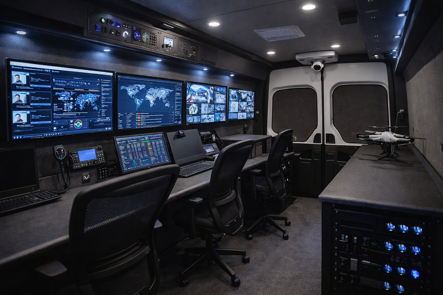 Surveillance van interior
