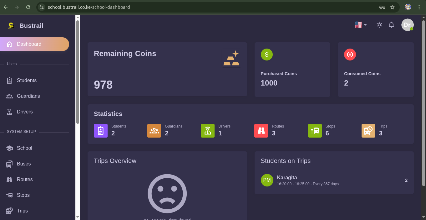 BusTrail Dashboard